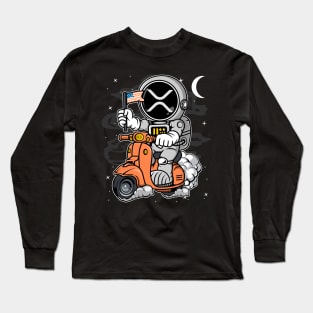 Astronaut Scooter Ripple XRP Coin To The Moon Crypto Token Cryptocurrency Blockchain Wallet Birthday Gift For Men Women Kids Long Sleeve T-Shirt